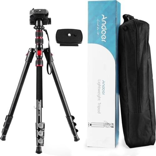 Andoer TTT-02 2-in-1 Photography Tripod Monopod Stand Aluminium Alloy 360° Rotatable Ball Head 200cm Max. 5kg Load Capacity