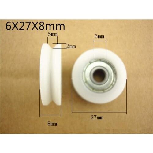 Free Shipping 10 PCS v Roller BearingsM6X27X8 V Groove Guide Bearings U groove Size: 5mm(Width)*2mm(Depth)