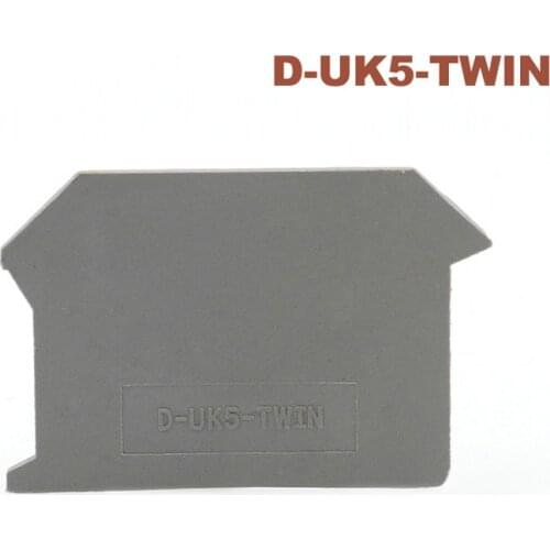 D-UK5-TWIN Terminals end plate inlet and double outlet Din Rail Screw Terminal Block bornier UK5-TWIN sealing Baffle separator
