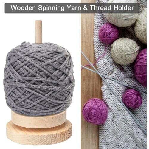 Yarn Holder Wooden Spinning Knitting Tools Beginner Crochet Accessories Stand Sewing Thread Spool Wool Ball Winder Rotation
