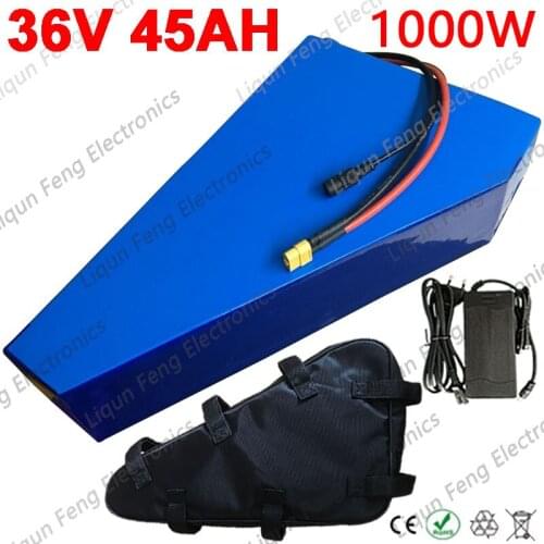 36V E-Bike Battery 10S 36V 20Ah 22Ah 25Ah 30Ah 32Ah 35Ah 40Ah 45Ah Triangle Electric Bike Lithium Battery with Charger Duty Free