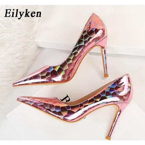 Eilyken High Quality Pointed Toe Discoloration Totem Pumps Sandals Sexy Ladies Slip-On Outdoor Office Shoes Size 34-43