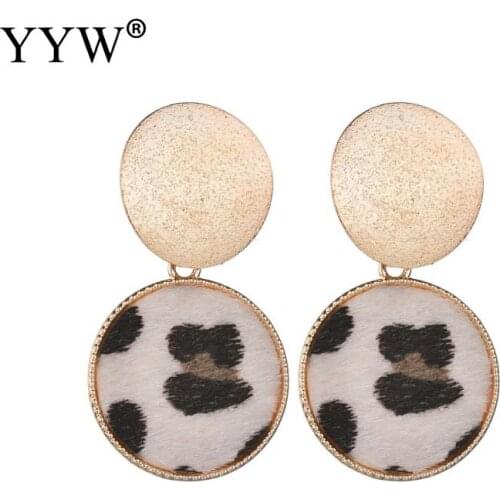 European Design Round Dangle Drop Earrings With Horse Hair Female Leopard Tortoiseshell Girlfriends Valentine Christmas Gifts
