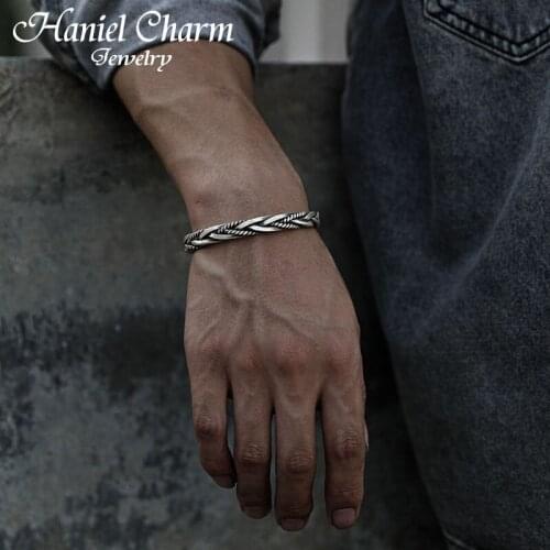 Hot sale 925 Sterling Silver Twisted Woven Bracelet Neutral Retro Thai Original Handmade Exquisite Unique Opening Bracelet Gift