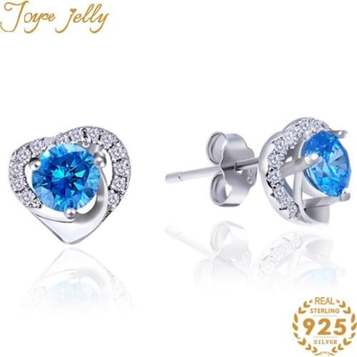 JoyceJelly Fashion Women Earrings 925 Sterling Silver Heart Design Women Fashion Wedding Engagement Hot Selling Gifts Wholesale