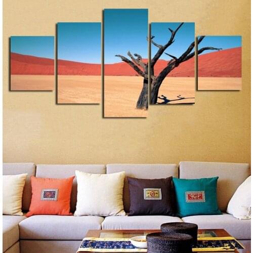 Dead Trees Desert Landscape Pictures 5 Panels Unframed Paintings On Canvas Posters And Prints Pictures On The Wall Home Decor
