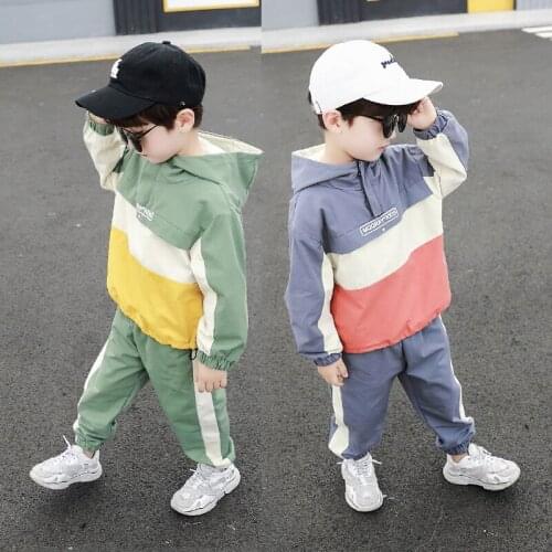 Boys Clothes Set Kids Boutique Clothing Children Toddler Outfits Cotton Patckwork Windbreaker + Joggers 2 to 11 Years