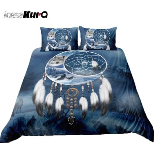 3D Active Printed Animal Wolf Dream Catcher Three-piece Set European And American Indian Style