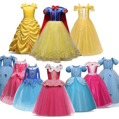 Princess Cosplay Costume Dresses For Girls Party Clothing Kids Children Dress Up Prom Ball Gown Children Helloween Clothing