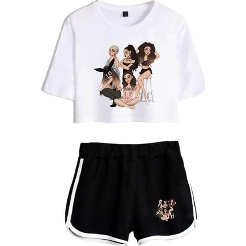 Hot Ariana Grande Two-piece set tracksuit womens comfy shorts sets Ariana Grande short sleeve Summer Sweatshirts Casual Clothes