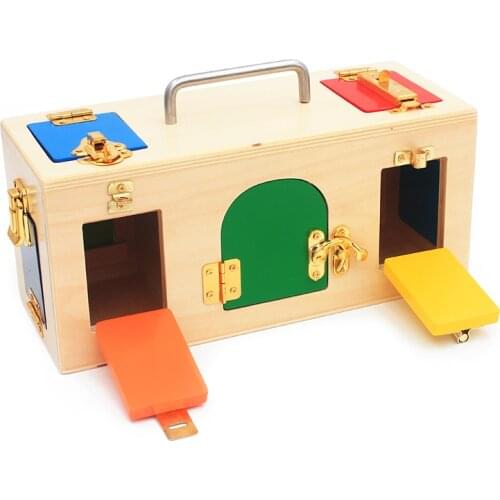 Montessori Materials Practical Life Toy Lock Box Open the Lock Key Educational Wooden Toys For Children Basic & Life Skills Toy