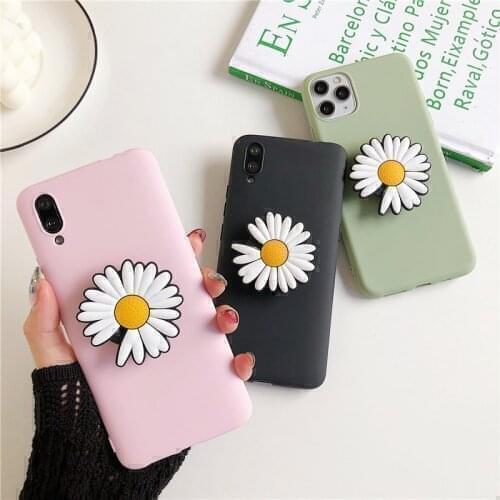 Cute Daisy Flower Stand Phone Case for Huawei Honor 30S 20 10 9X Lite 9C 9A 9S 9 Lite Play 3e 4T Pro Holder TPU Back Cover