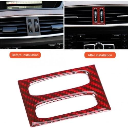 Carbon Fiber Center Console Air Vent Trim Sticker Fit for Mercedes Benz C Class W204 2011 2012 2013 2014 Red