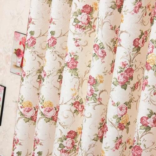 Small Broken Flower Korean Style Pastoral Printing Shade Curtains for Living Dining Room Bedroom