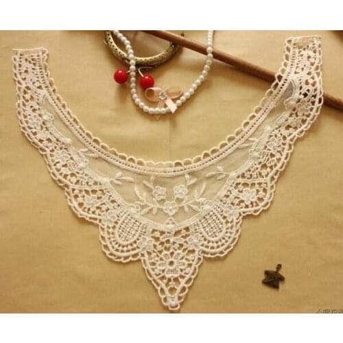 New 1 Piece Free Shipping Fashion Beige Cotton Mesh Sewing Clothing Neckline Lace Collar DIY Craft