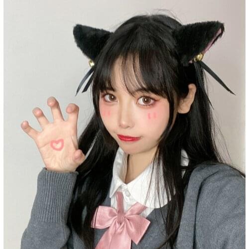 New Plush Animal Ears Bell Hairpins Lolita Sweet Fluffy Ear Cosplay Anime Hair Clips Party Costume Women Hair Accessories 2021