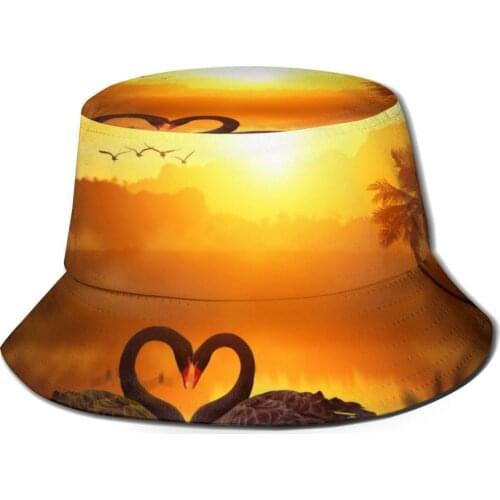 CINESSD Love Lake Sunset Unisex Casual Sun Hat Bucket Hat for Men Women Bob Hip Hop Caps Summer Fisherman Hat Panama