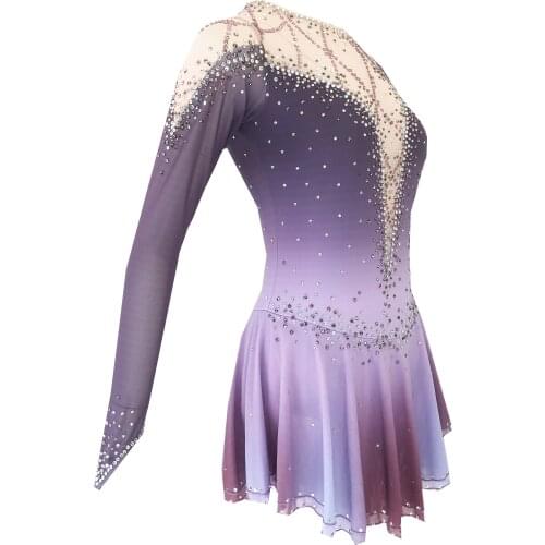 Figure Skating Dress, Ice Skating Skirt,Sleeveless Gray Spandex Competition Dresses