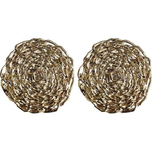 Rongho Vintage Metal Weave Circle Stud Earrings for Women Gothic Jewelry 2019 Gold Metal Coin Earring Femme Brincos