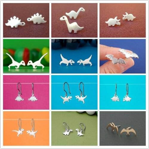 Dinosaur Stud Earrings T-Rex Brontosaurus Stegosaurus Tiny Earrings For Women Girl Dino Animal Baby Kid jewelry