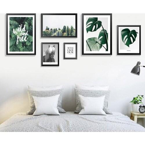 Nordic Style green leaves plant posters and prints sheet wall art books canvas Painting pictures for Living Room Home Decoration