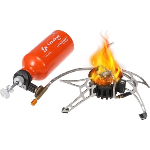 Fuel Oil Stove Foldable Outdoor Camping Burner Brander heat Multi Fuel Oil Stove with 500ml Gasolne Fuel Bottle Diesel Alchol