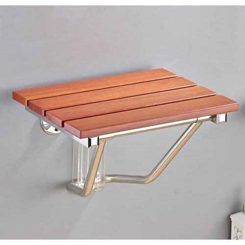 Folding Bath Shower Seat Wall Mounted Relaxation Shower Chair Solid Wood Shower Folding Seat