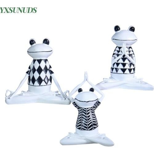 Nordic Home Yoga Frog Decoration Resin Figurine Crafts Living Room Decor Statues Sculptures Art Ornaments Miniature Gifts