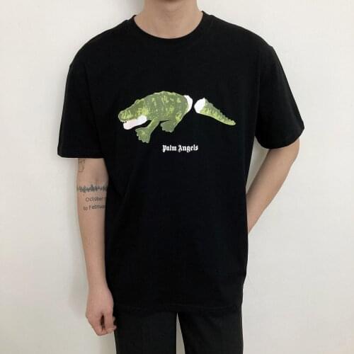 Palm Angels tail print short-sleeved couples same style loose T-shirt for men women 023165