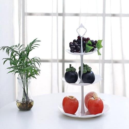Three-layer Plastic Fruit Plate Cake Stand Holders Cupcake Dessert Display Trays Baking Tools For Afternoon Tea Party European