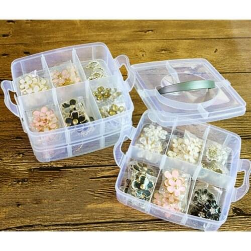 3 Layers Plastic Storage Box Square Shape 18 Compartments Jewelry Earring Necklace Cosmetics Container Case