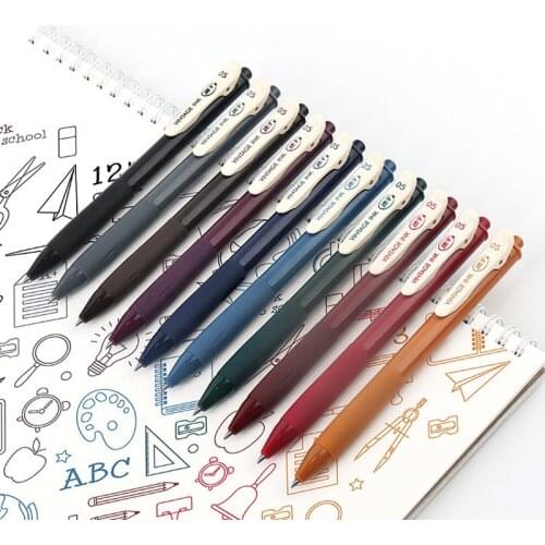 0.5MM 5pcs/set Retractable Vintage Color Gel Pen Quick Dry Ink Retro Pen for Planner Korean Stationery Drawing School Office