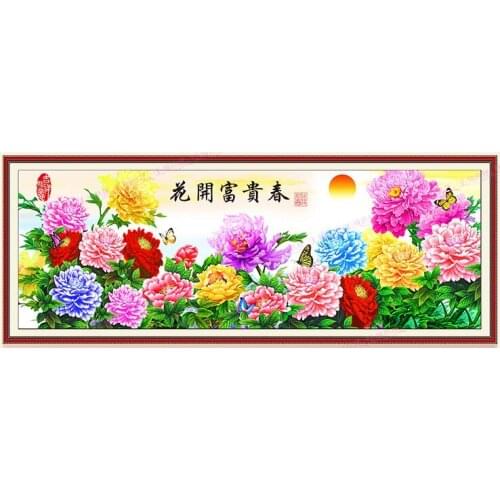 Flowers Blooming Needlework,DIY living room Cross stitch,Sets For Embroidery kit Full Cross-Stitching Silk & Cotton Threads