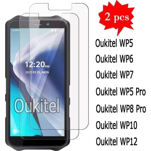 2-1Pcs For Oukitel WP12 WP10 WP7 WP6 WP8 WP5 Pro Tempered Glass Oukitel WP 12 10 5 6 7 8 Phone Front Screen Protector Film Cover