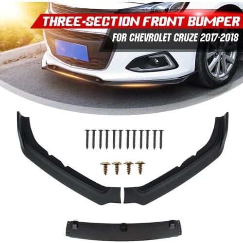 3Pcs Front Bumper Under Diffuser Protector Shovel Lip Spoiler Carbon Fiber Matte Glossy Black For Chevrolet For Cruze 2017 2018