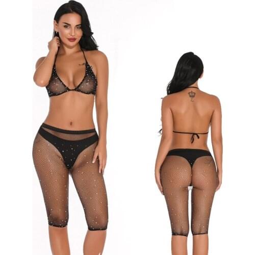 Hirigin Women Rhinestone Bikini Set Crystal Diamond Push-up Bikini Set Bathing Suit Swimsuit Two Piece Swimwear Maillot De Bain