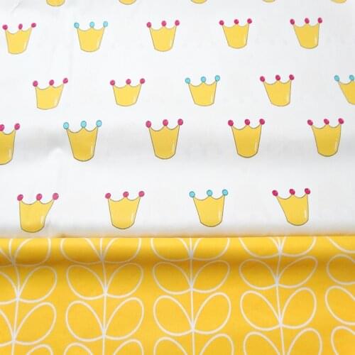 1269419,Imperial Crown And Leaf Print Cotton Fabric DIY Tissue Patchwork Telas Sewing Baby Toy Bedding Quilting Tecido The Cloth