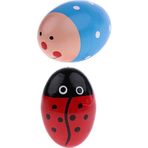 2 Pieces Wood Hand Shaker Egg Maracas Percussion Toy For Early Learning