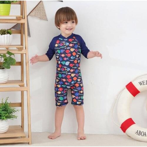 Cartoon Baby Rash Guards Swimwear Kids Boys Girls Summer Beach Swimsuit+Hat 2Pcs Set Children Zipper Swimming Bath Suit Clothes