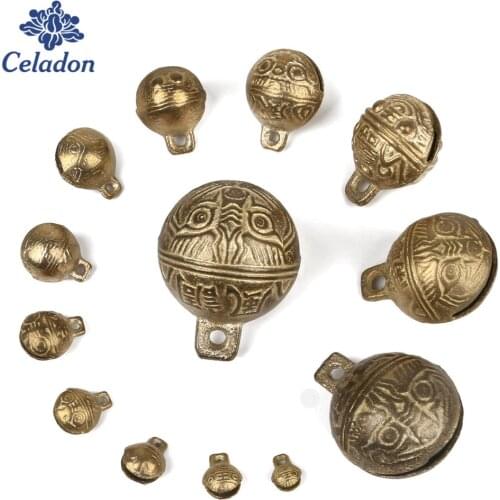 3-45pcs Vintage Tiger Head Brass Material Chinese Good Luck Tinkle Bell Charm for Bracelet Anklet Making Pet Hanging Pendants