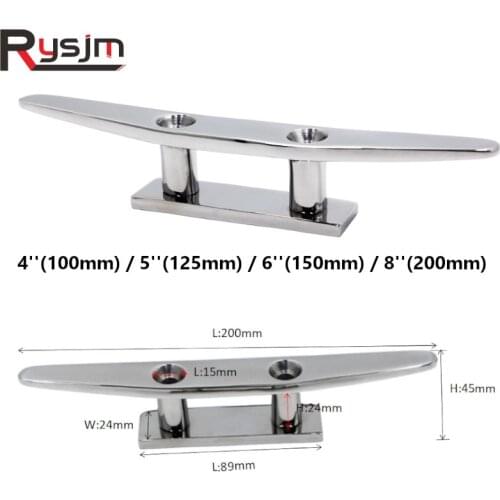 316 Stainless Steel Boat Cleat Low Flat Cleat 4inch 5inch 6inch 8inch Polished Surface Combo Mooring Cleats for boat accessories