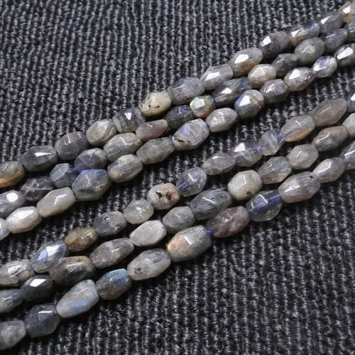 7x10mm Natural Faceted Oval Olivary Rice Gray Labradorite Beads For Jewelry Making Beads 15'' DIY Beads Trinket For Women