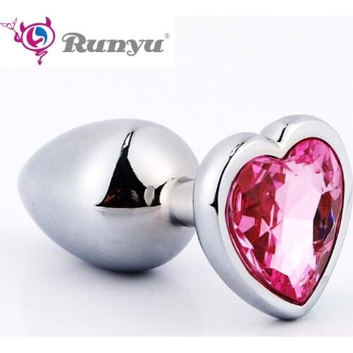 Small/Large Metal Anal Plug With Crystal Jewelry Anal Beads Smooth Touch Rhinestone Butt Plug No Vibration Sex Toy For Women Men