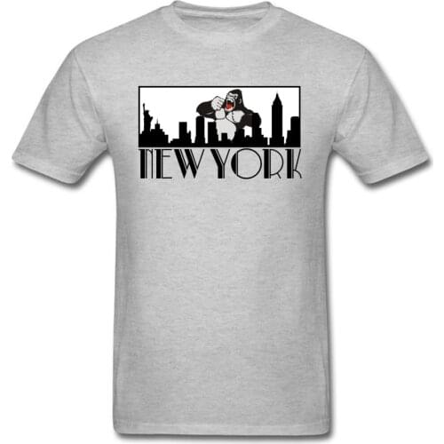 Brand New Man T Shirt Greetings From New York Tshirt Giant Gorilla Print Top Funny Tees Cotton Fabric Grey Clothes For Hipster