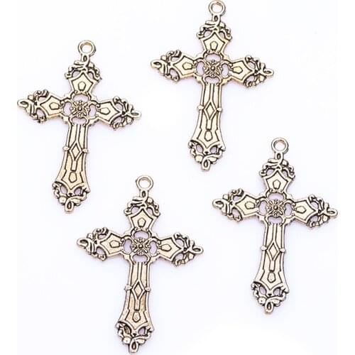 New 10Pcs/Lot Mixed Vintage Gold Zinc Alloy Metal Jesus Cross Necklace Pendant For Women Men Fashion Jewelry Accessories
