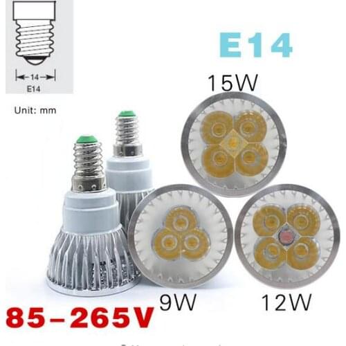 E27 e14 led light Dimmable MR16 DC12V LED 9w 12W 15w GU10 LED Bulbs Spotlight High Power gu 10 led Lamp White LED SPOT Light
