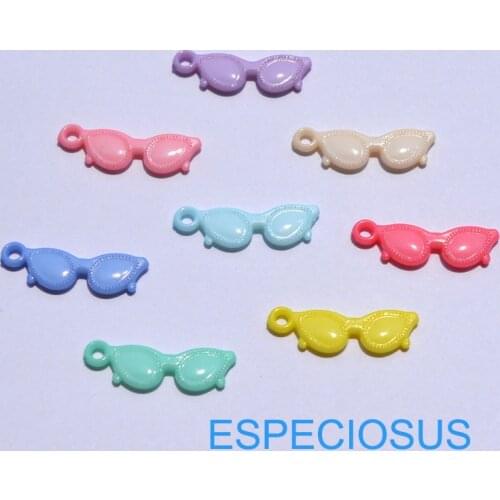 DIY Fashion Jewelry Making Accessory Cartoon Sun glass Acrylic Charm Light Mix Color Children Necklace Department Pendant 100pcs