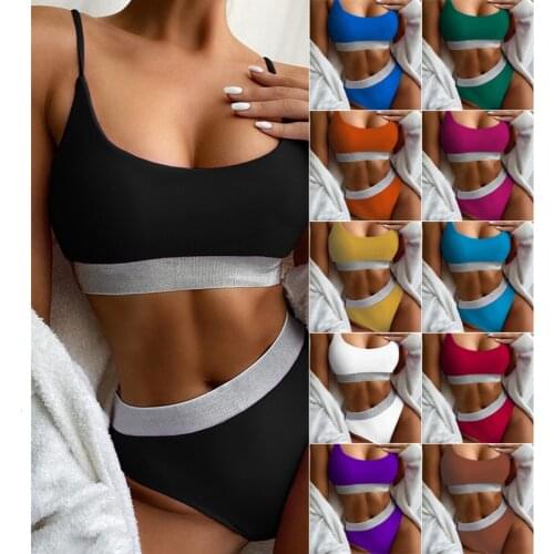 Maison Gabrielle 2021 Summer New Sporty Bikini Set Swimsuit Swimwear Bathing Suits for Woman High-Waist 2Pcs Plus Size 10 Colors
