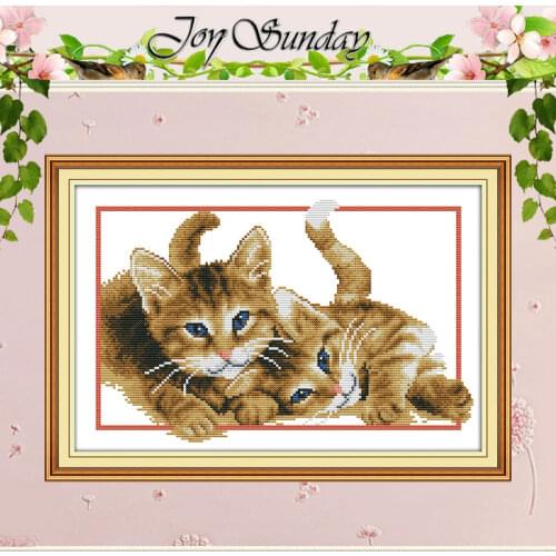 Two baby cats (3) Patterns Counted Cross Stitch 11CT 14CT Cross Stitch Set Wholesale Cross-stitch Kit Embroidery Needlework