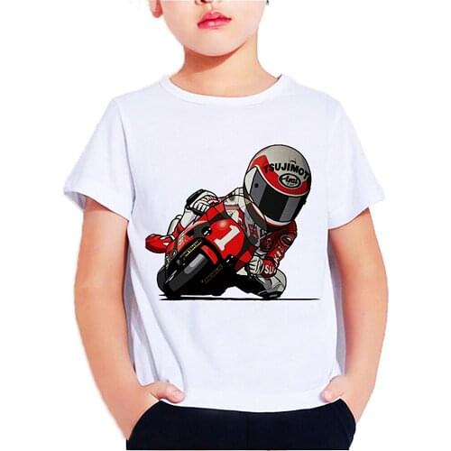 Motorcycle Motocross Printed Tshirt vetement enfant garcon Cartton Hipster Toddler Boy Top Summer Unisex